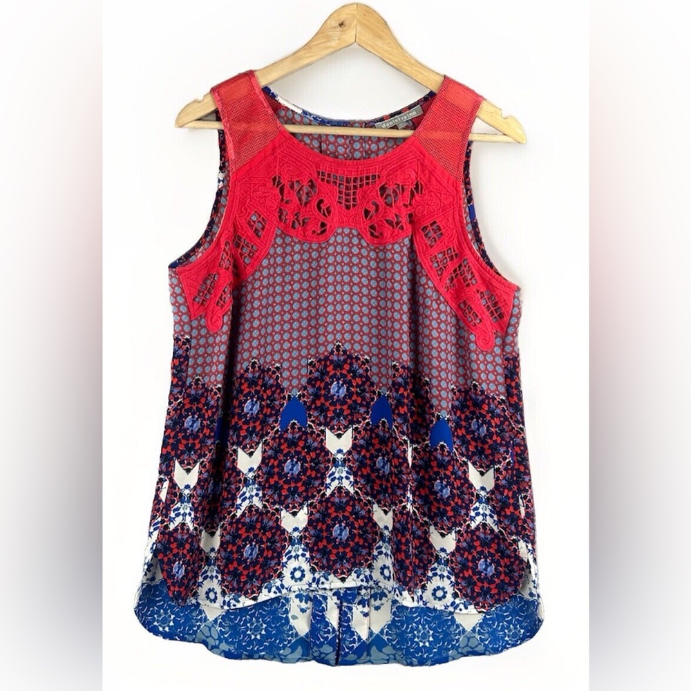 Pale sky size large Red and Blue Women's Blouse